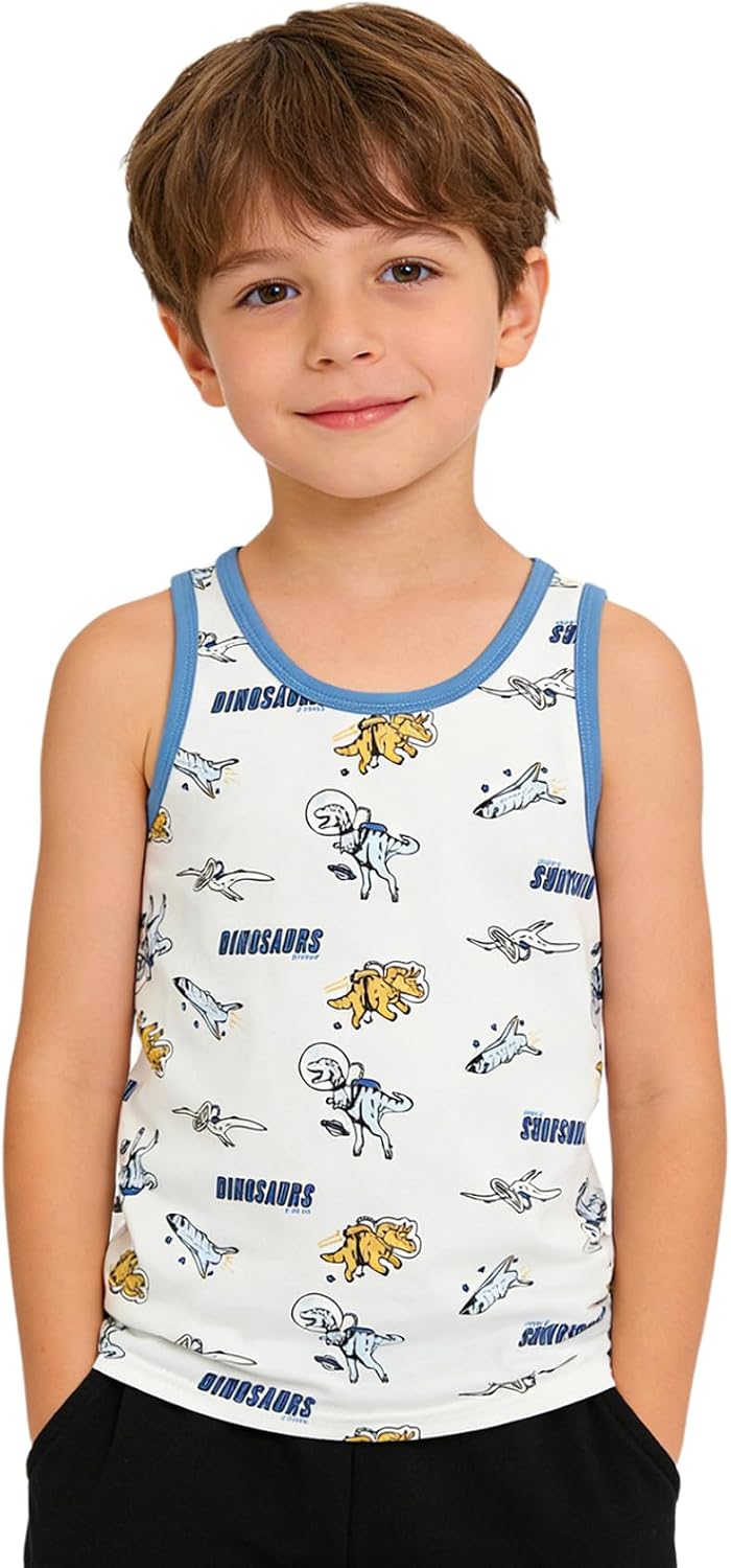 Boys Cartoon Print Sleeveless Soccer Jersey Breathable Athletic Vest Top for Kids Training