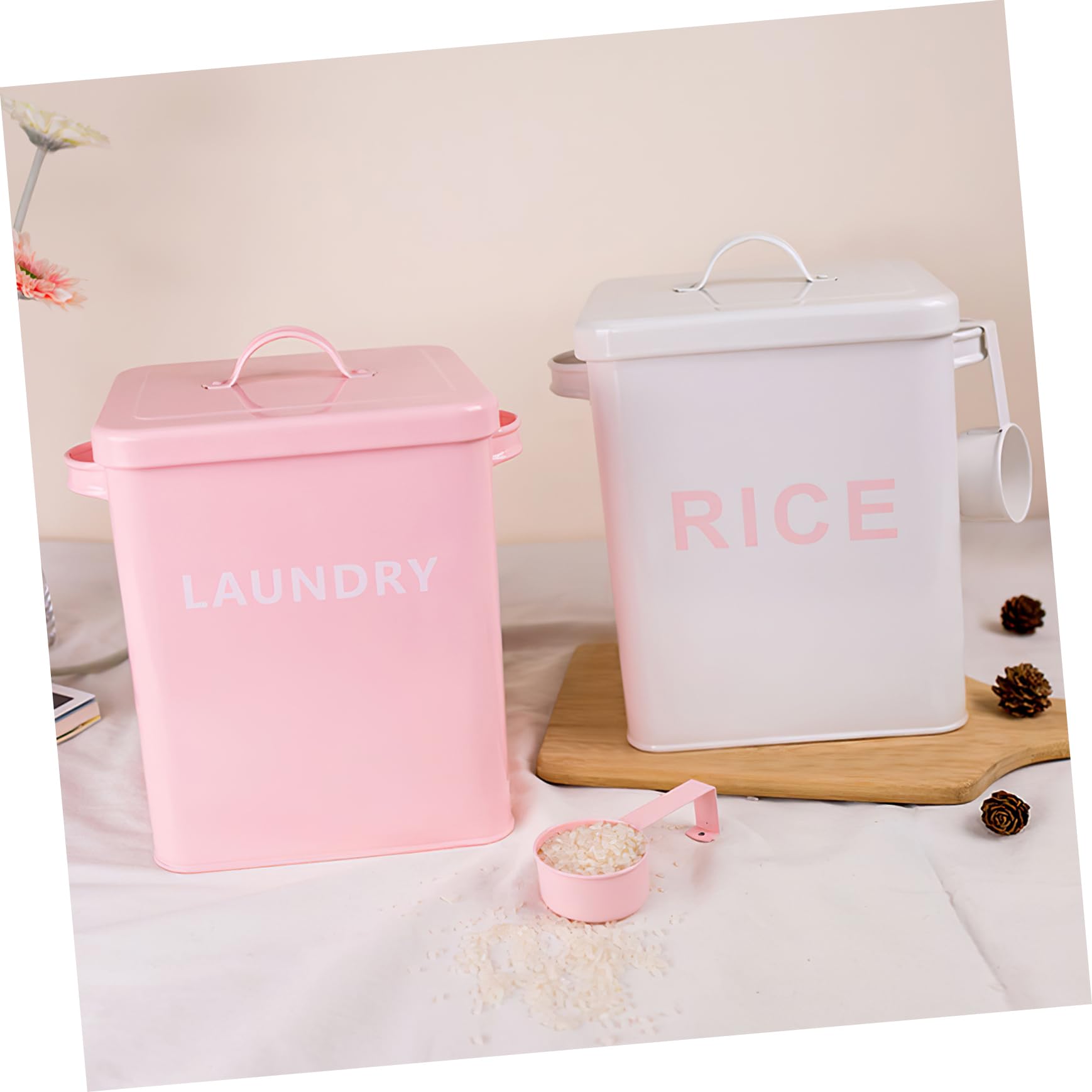 Boîte de Rangement Bords Arrondis en Tôle de Fer Blanche et Stockage Sûr pour Riz et Céréales Cuisine et Maison