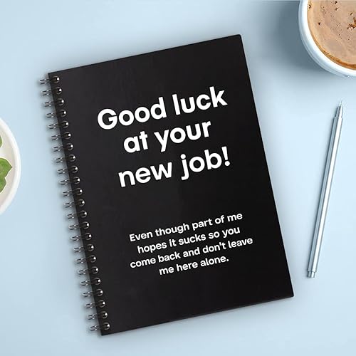 Miniatura 4 de QYUVK Good Luck At Your New Job - Cuadernos en espiral de tapa dura de 160 páginas de 6 x 8 pulgadas para escribir y dibujar, divertido diario negro