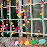 WOMHOPE Set of 2 Pcs - 13ft - Multi-colored Circle Dots Paper Garland Hanging String Decoration for Wedding Birthday Party Baby Shower Table Decoration Crafts(Colorful)