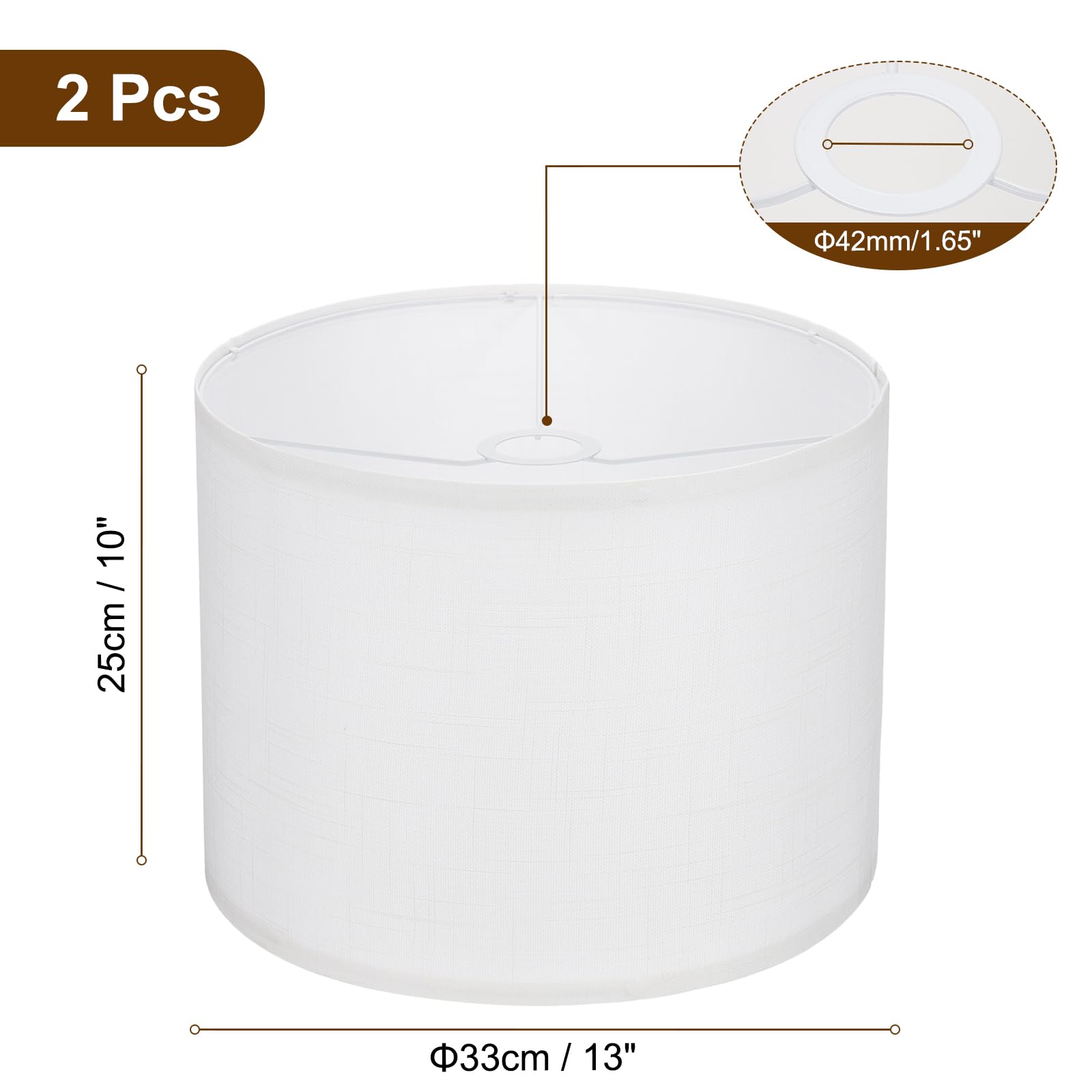 YOKIVE 2Set Drum Lamp Shades for Table Lamps 13"x13"x10" Linen Lampshade Easy Assembly Lamp Shade with E26/E14/Spider Fitter Adapters for Floor Lamps Bedside Lamps White 2 - Image 2