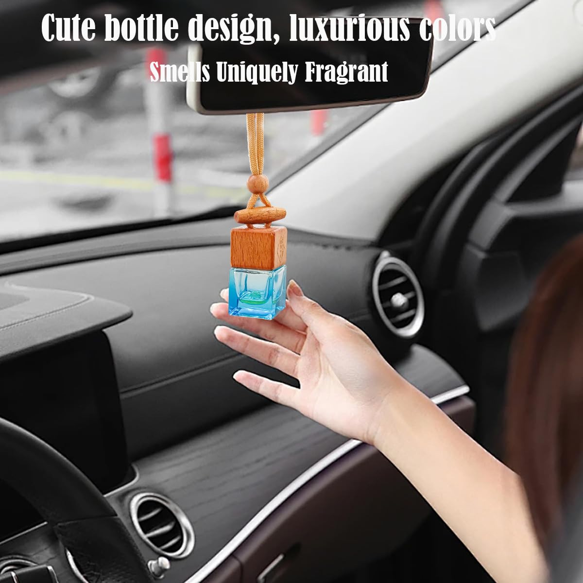 ikeda fragrance Ambientador de coche de 8 ml, fragancia de larga duración de 45 días, botellas difusoras colgantes para automóviles, elimina el olor del aire fresco para hombres (1 unidad, sándalo)