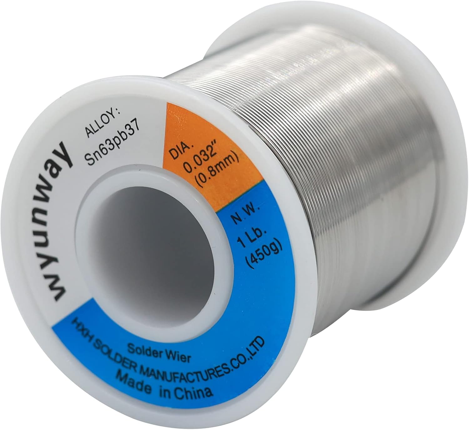 Solder Wire 63/37 Tin/Lead with Flux Rosin Core for Electrical Soldering weight 1Lb(450g) 0.8mm(0.032")