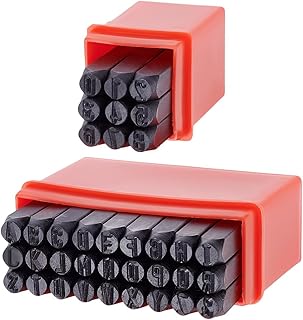 UNICRAFTALE 2 Sets 5mm Metal Letter Punch Set (A-Z & 0-8) Steel Number a...