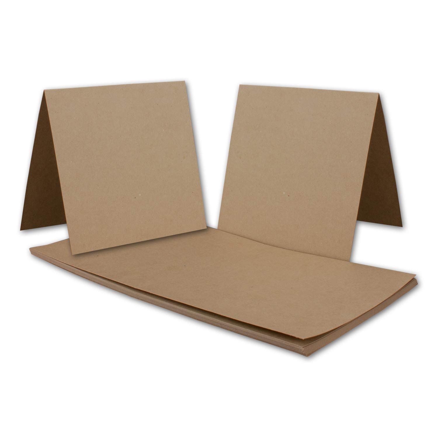 Doble Tarjetas, reciclado – Natural Color Marrón, Plaza 150 x 150 (100% natubelassenes material – Certificado FSC), color marrón 500 Doppelkarten