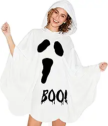Fantasia de fantasma para adultos – Capa poncho com capuz de fantasma tamanho grande, fantasia fácil de Halloween para mulheres, casais e adolescentes 2025 roupa cosplay