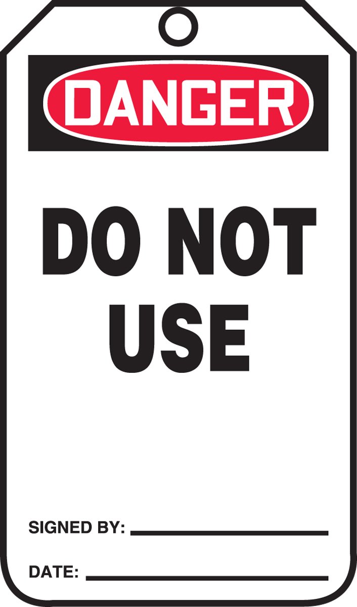 Accuform Signs MDT106CTP Safety Tag, Legend Danger DO NOT USE, 5.75" Length x 3.25" Width x 0.010" Thickness, PF-Cardstock, Red/Black on White (Pack of 25)