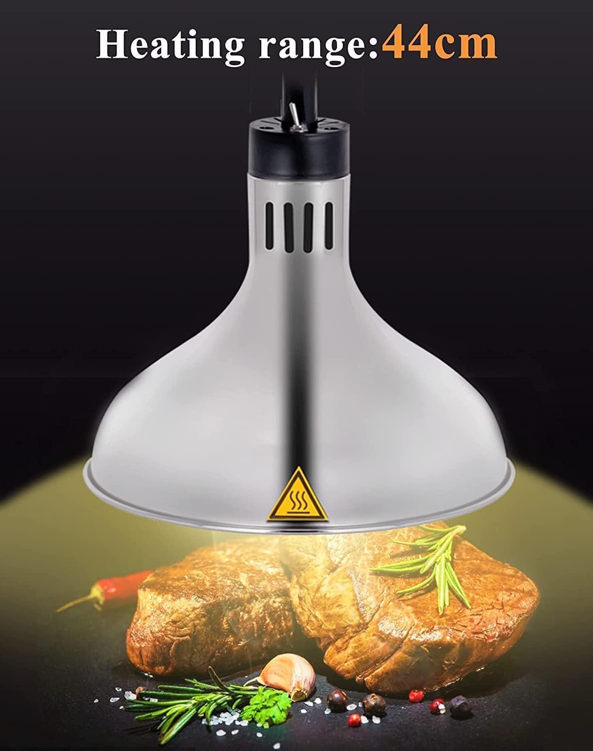 Riscaldamento rapido Lampada a infrarossi sospesa for Riscaldamento e Mantenimento degli Alimenti for ristoranti(Silver)