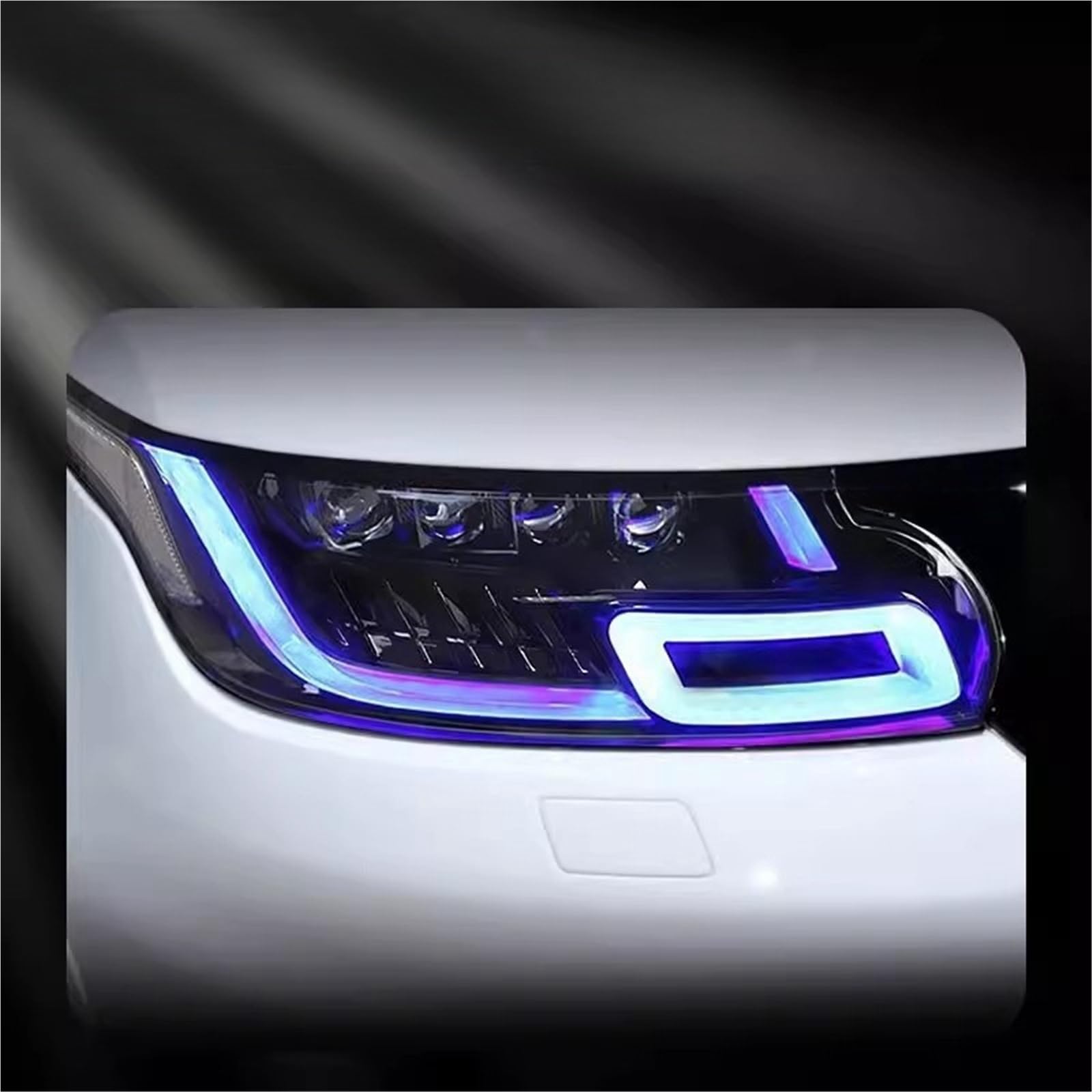 Faro Anteriore con luci diurne a LED (DRL) e Funzione di Orientamento dinamico per Land Rover Range Rover Sport L494 14-17, aggiornamento 18 fari Anteriori (Guida a Sinistra, 4 Lenti, 2 Pezzi)