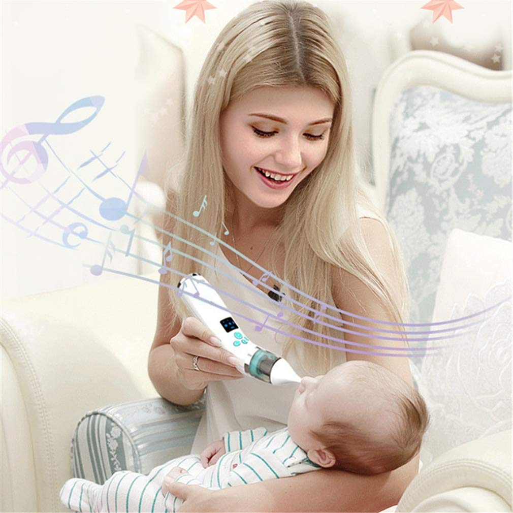 Bebé Eléctrico Aspirador Nasal, USB Aspirador Nasal Recargable con 4 Boquillas De Succión Y Claro Clip Congestión Narices Rápidamente, para Bebés Y Niños Pequeños Seguro E Higiénico