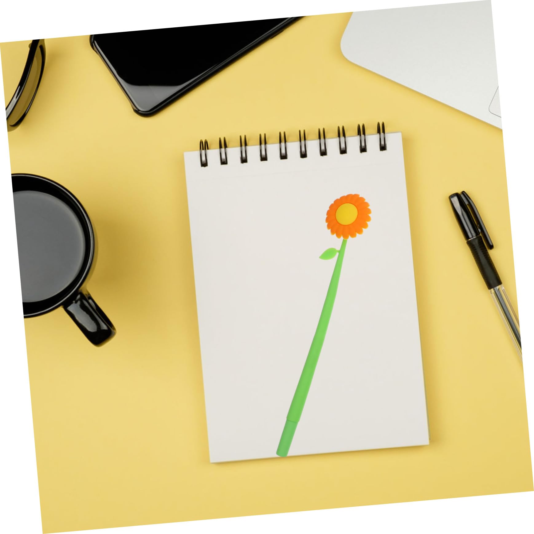 Didiseaon 18 Pcs Stylo En Silicone Tournesol Stylos Neutres s à Prise Confortable à Fleurs à Bille Roulante à Encre Gel De Nouveauté Floraux Gel De Silice