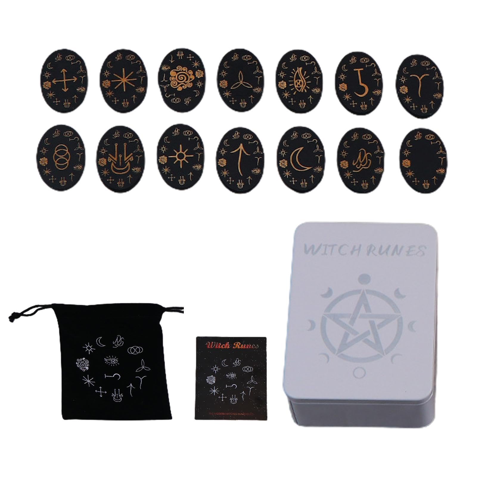 Juego De Runas De Madera Para Adivinación Y Meditación | 25 Piezas Con Manual Y Bolsa | Regalo Místico Para Principiantes
