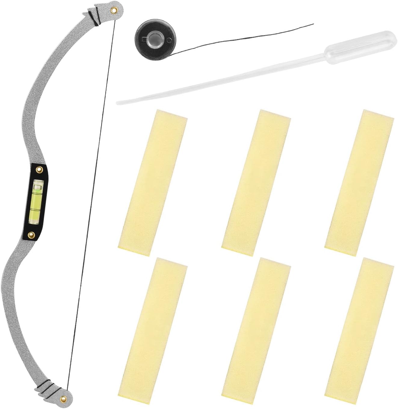 ATOMUS Eyebrow Tattoo Bow Mapper with Strings Sponges Ink Dropper Microblading Metal Brow Drawing Mapper Ruler Marker Measuring Mapping Positioning Tool Set (Silver)