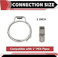 Vista 2 de Paquete de 50 anillos de abrazadera de cincho de 1 pulgada de acero inoxidable EFIELD para tubos de tubería PEX, (CLAMP013-60P)