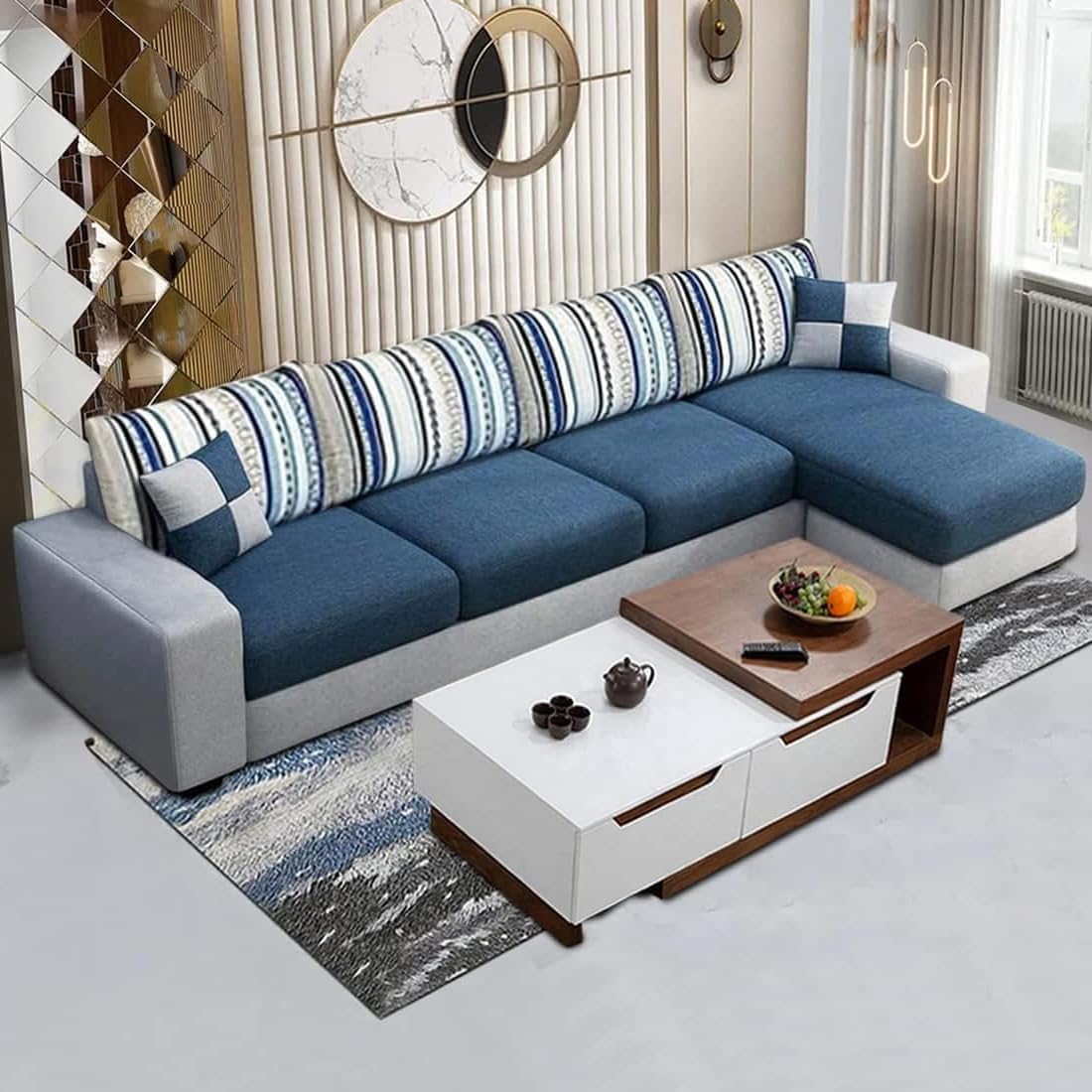 See full amazon price history chart for FURNY Oriona 5- to 6-Person Sofa Fabric RHS L Shape Sofa Set (Blue-Light Grey) FURNY Oriona 5- to 6-Person Sofa Fabric RHS L Shape Sofa Set (Blue-Light Grey) (B0BY4TVNZQ) Amazon Price History, Amazon Price Tracker