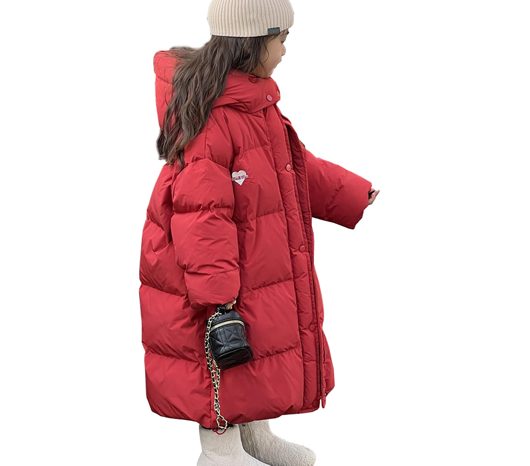 Cappotto da ragazza, piumino per ragazze, caldo, giacca invernale, giacca per bambini con cappuccio a metà lungo, parka spessa, abbigliamento da sci