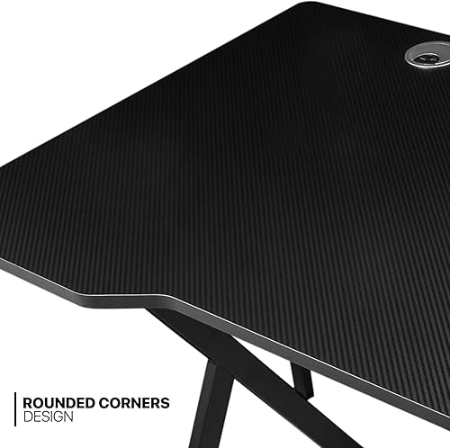 Miniatura 4 de MoNiBloom Escritorio de computadora de diseño moderno para oficina en casa, juegos en forma de X, mesa de juego simple, mesa de trabajo para esquina