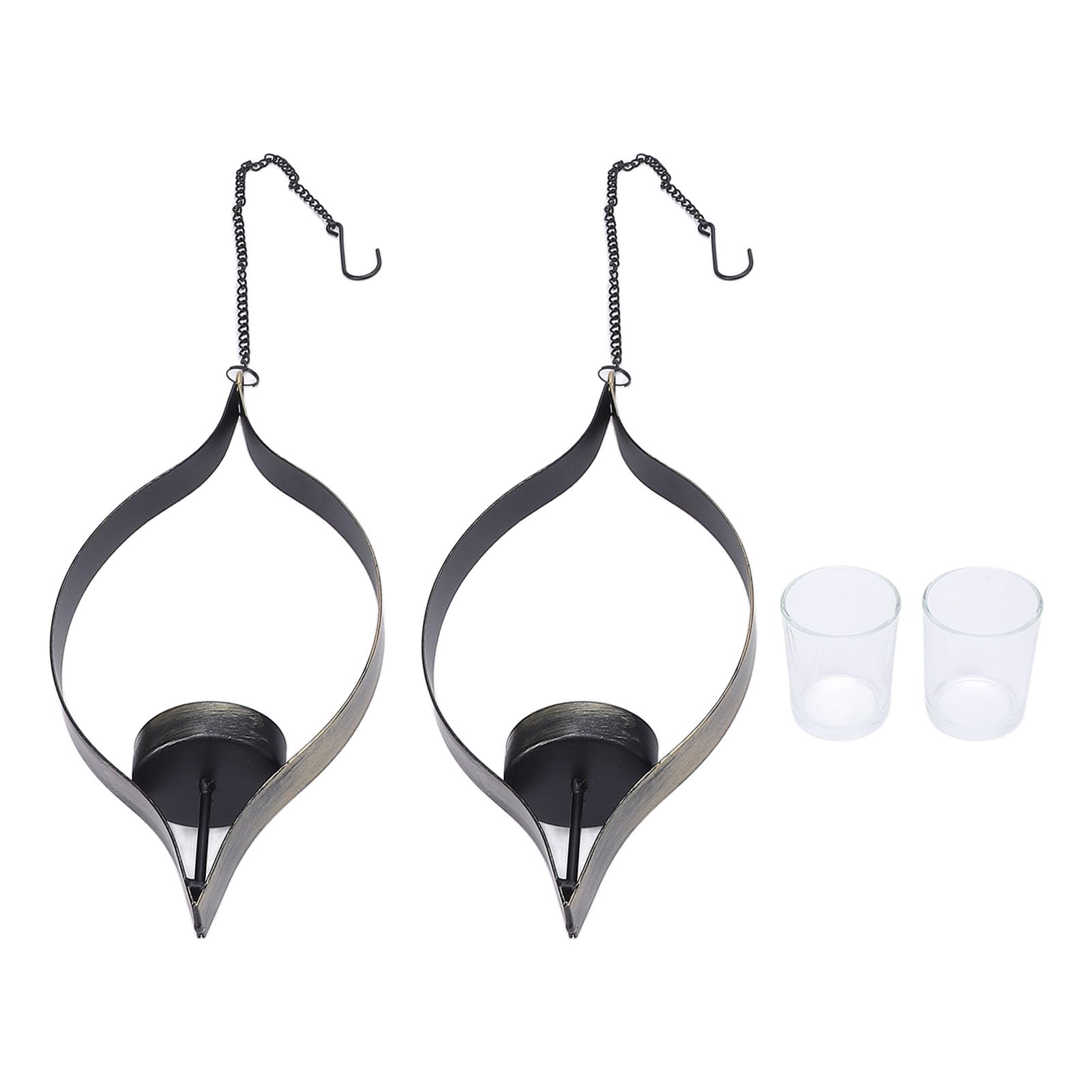 FAUOSWUK 2 Pcs Wall Candle Holder Set, Metal Black Candle Sconces Wall Decor, Vintage Decorative Hanging Iron Wall Candle Sconce Holder for Home,Living Room, Dining Room