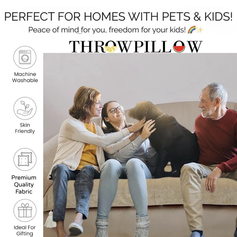 Image of WWW.THROWPILLOW.IN ThrowpillowTan L Shape Sofa Cover- 6 Seater Corner Sofa Cover with Tassels for Living Room - Fits 2 Seater + 3 Seater & Corner Sofa -5 Pc Set of 3 Seat Covers & 2 Armrest Covers|