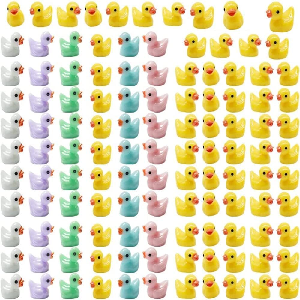 100 Pcs Mini Ducks, Tiny Ducks, Mini Resin Ducks for Crafts, Tiny