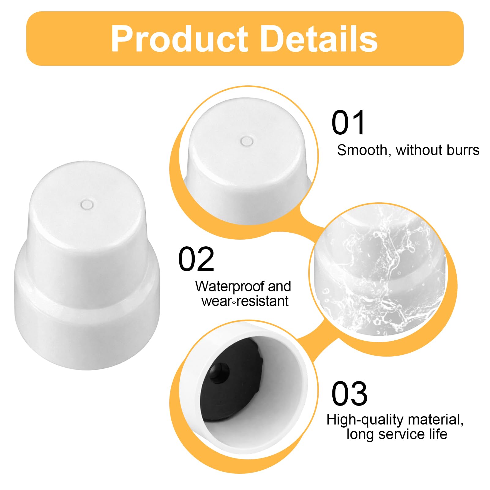 Push-Fit White Radiator Valve Cap, 8 Pcs Universal Radiator Cap Replacement Central Cover Valve Blanking Pipe Plastic Safeguarding Heating System White Underfloor Heating Manifold Accessories — view 3