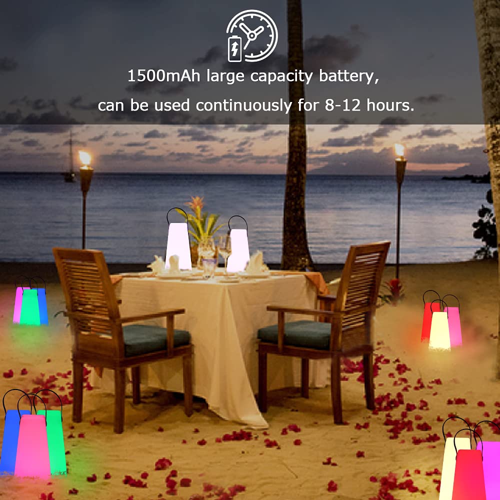 Uuffoo Lampe De Table LED Extérieure Portable Télécommandée 8 Couleurs - Lampe Chevet Sans Fil Pour Chambre Camping BBQ (Lisse XL)