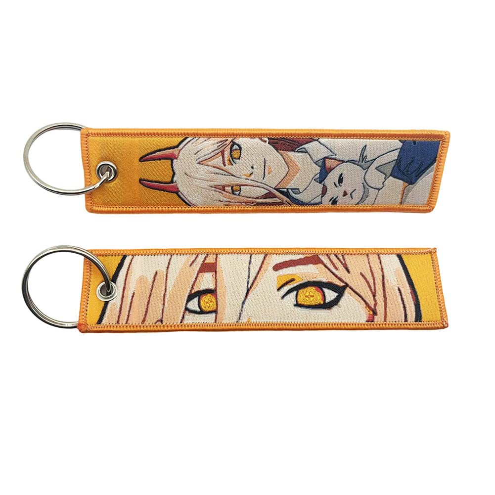 Gearcatweel1 Pack Anime Keychain Tag Jet Tag Key Chain Cartoon Embroidered with Key Ring for Motorcycles Car Accessories