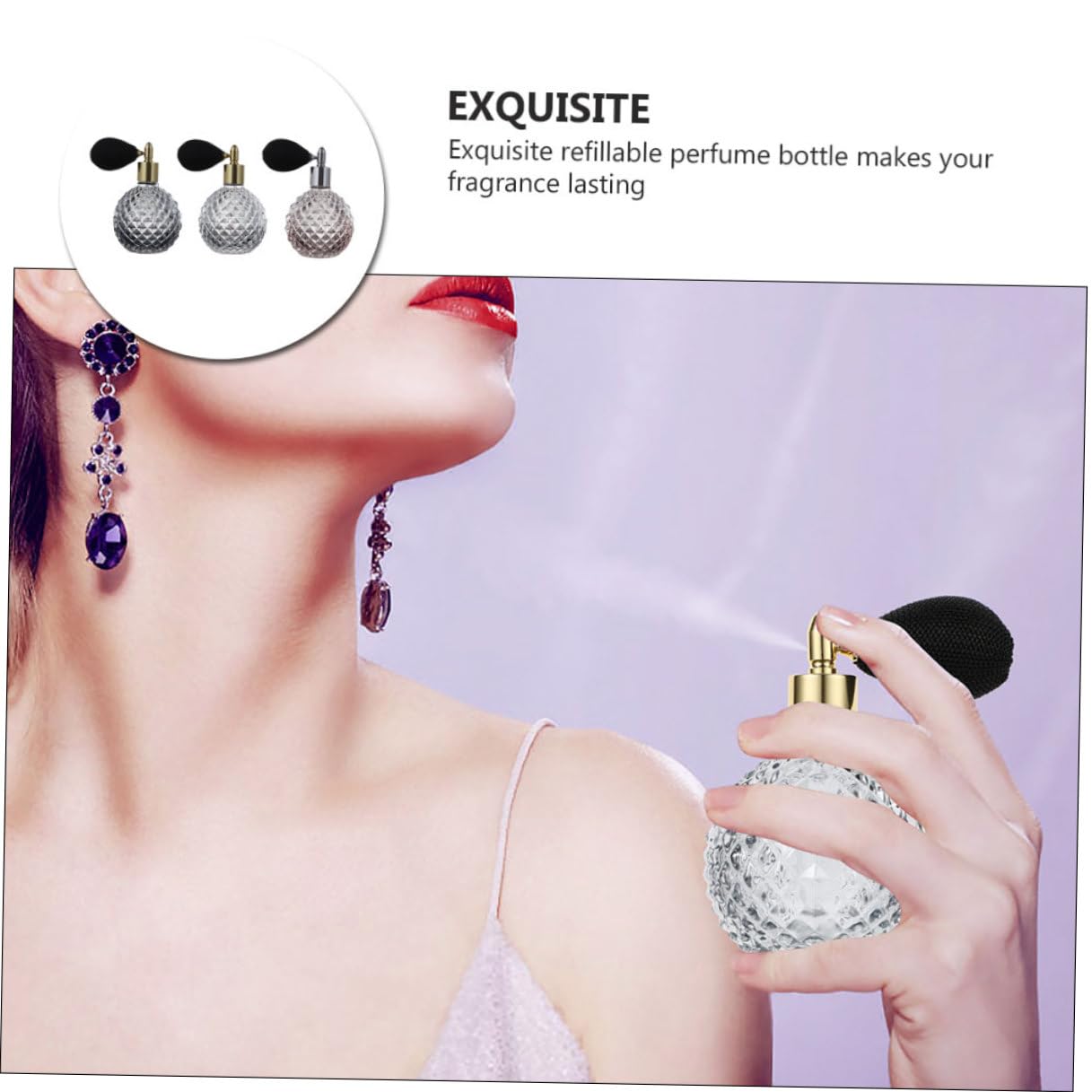 Zerodeko 3 Stück Teiliges Vintage Parfümflaschen mit Airbag Nachfüllbare Glas Sprühflaschen Transparent Elegante Reisezerstäuber für Parfum Lotion und Ätherische Öle Zufällige Farbe