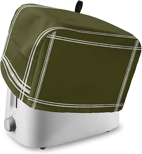 Funda antipolvo para tostadora con bolsillos, color verde oliva oscuro, suave, lavable, cubierta para tostadora de 2 rebanadas, cubierta a prueba de