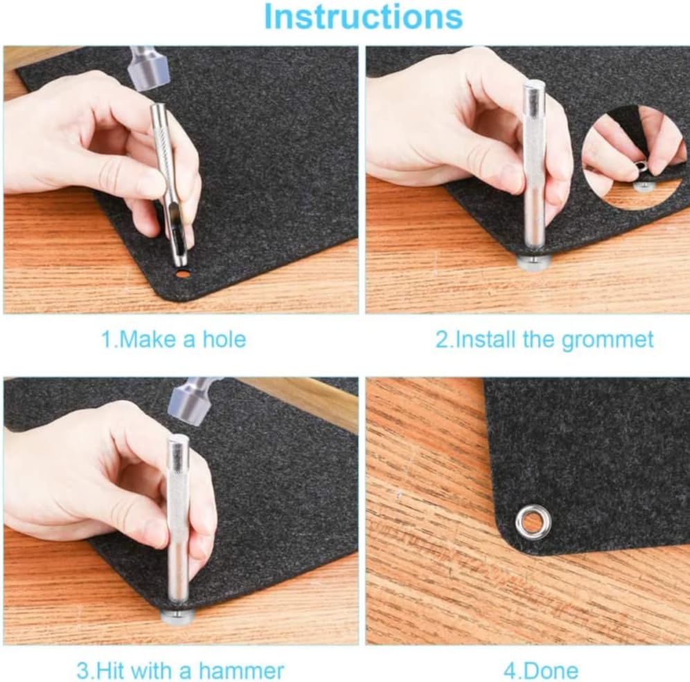 1/2 Inch Grommet Tool Kit Grommets Eyelets Black Kit Grommet Setting