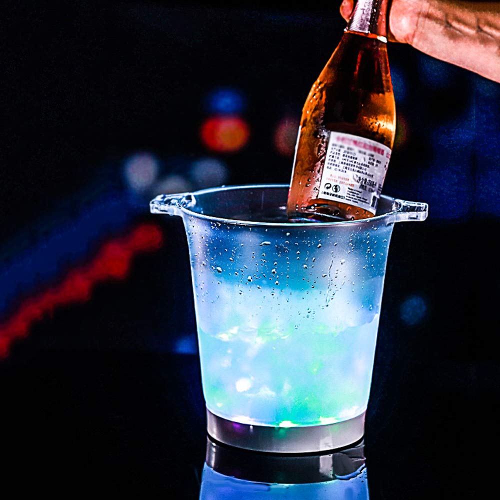 Seau à Glace Lumineux LED Avec Haut-Parleur Bluetooth - Grand Contenant Rechargeable USB Pour Champagne, Bière & Vin