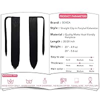 Vista 68 de SEIKEA Extensión de cola de caballo larga recta envolvente con clip, extensiones de cabello sintético suave natural para mujer, 35 pulgadas, marrón