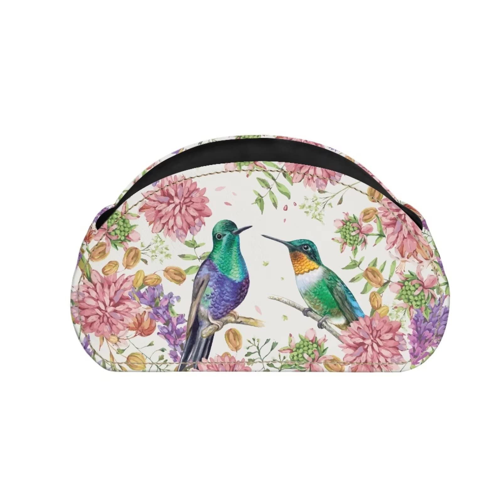 Forchrinse Hummingbird Peony Remote Control Holder Modern Leather TV Remote Caddy for Table Desktop Organizer with 5 Compartment for Office Supplies,