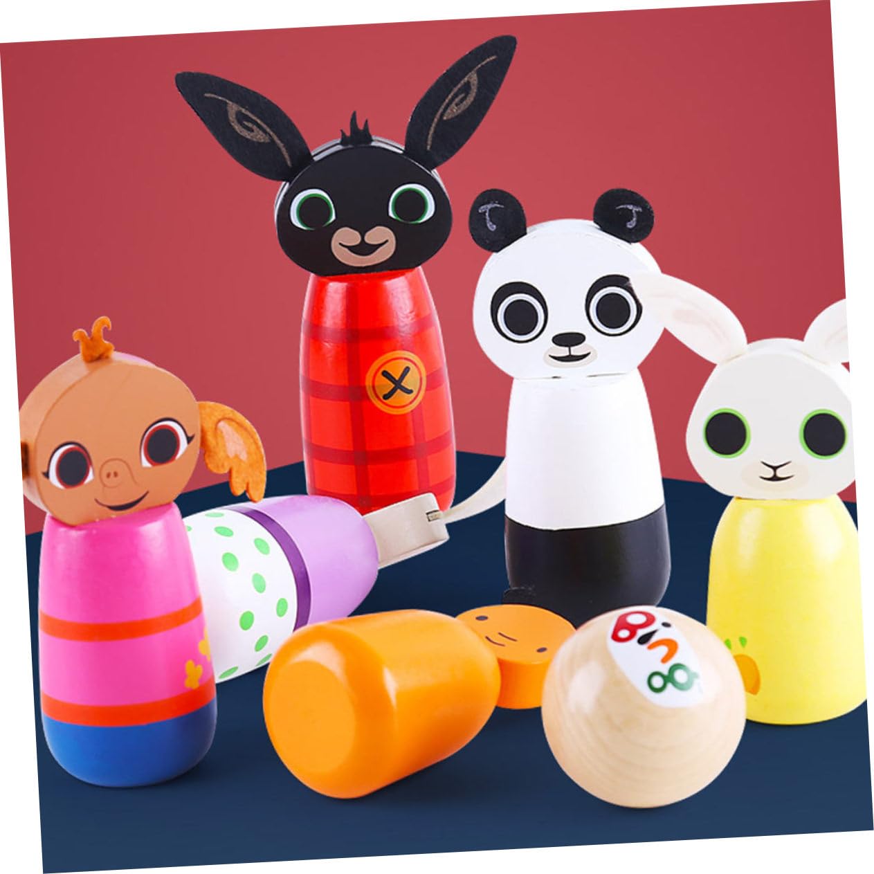 Happyyami Bolos De Animales Juego De Interior para Juguete Interactivo Entre Padres e Hijos Kit De Bolos para Jugando Bolos Juguete Deportivo Colorful De Madera