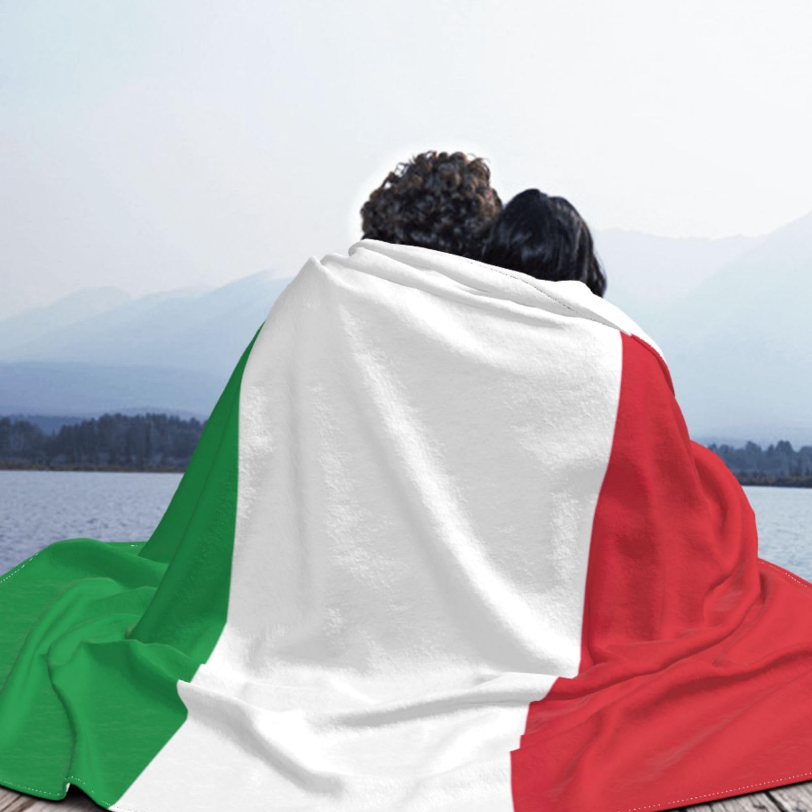 Coperta in pile ultra morbida con stampa bandiera italiana, comoda e leggera, calda coperta per letto, divano e viaggio