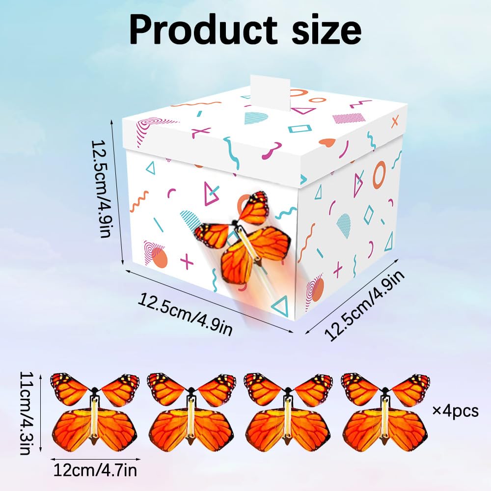 Scatola Sorpresa Farfalle Pop-Up - Regalo Esplosivo Con Effetto Wow, Bianco - Foto 6