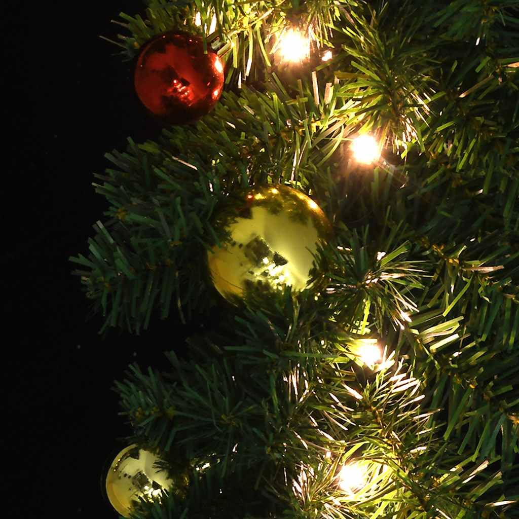Weihnachtsgirlande mit Kugeln und LED Lichtern 10 m grün PVC 150 LEDs 4 Lichteffekte für Innen und Außen Festtag Advent Dekoration Baumschmuck