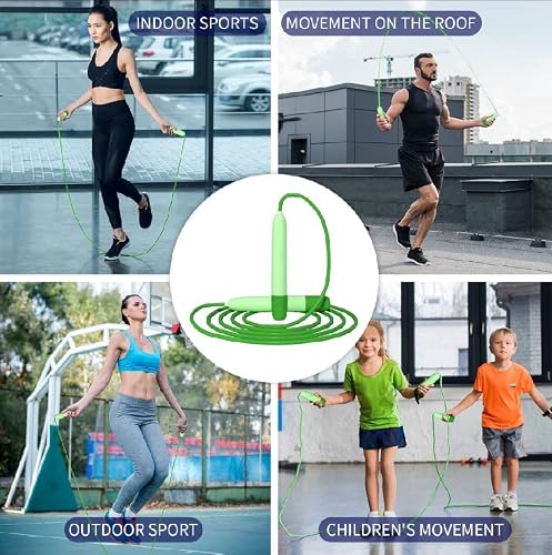 Foto von Springseil, Speed-Springseil, kein Verheddern, springseil erwachsene fitness,verstellbar für Fettverbrennung, Fitnessstudio, Boxen, Fitness, Training, HIIT MMA Herren, Damen, Kinder (grün)