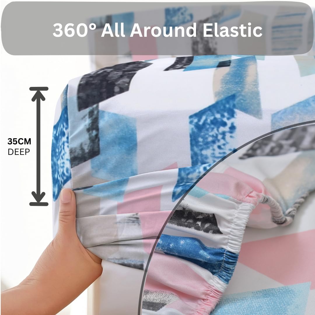 EverSoft Bedding Pack of 2 Single Size Fitted Sheets Premium Extra Deep 35cm Pocket Bed Linen Bottom Floral Printed Mattress Cover Twin Pack - Image 4