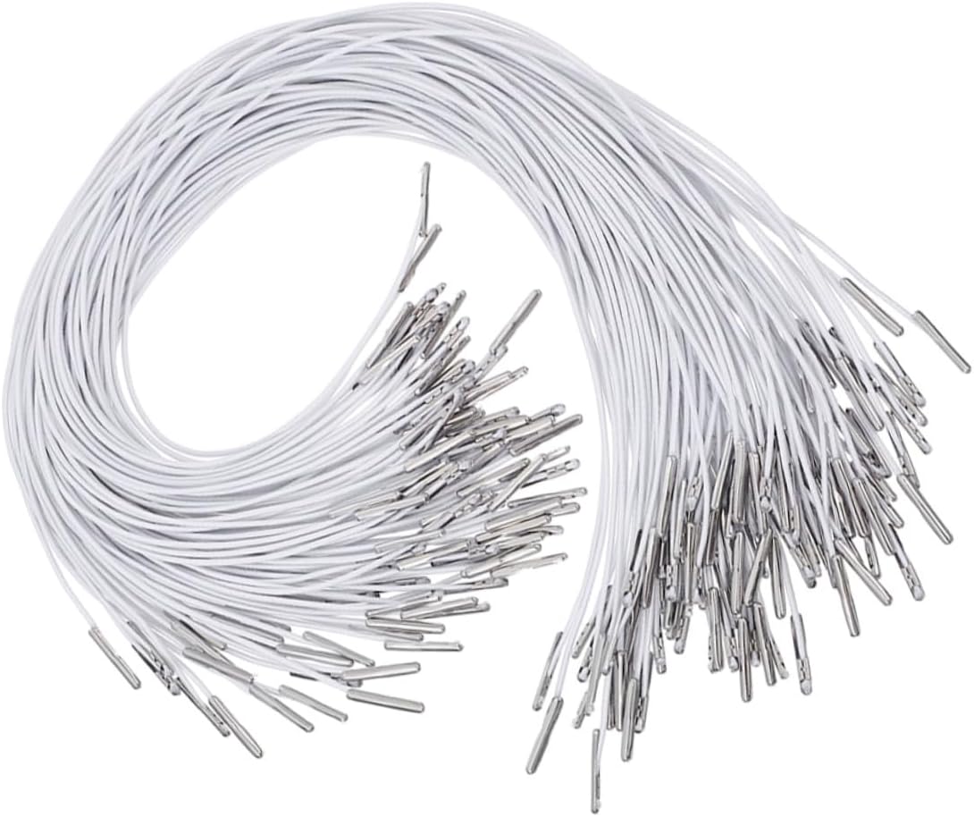 200pcs Elastic Barbed Cord for Masks and Hats, Metal Fastener Stretch String, Replacement Elastic Rope for DIY Mask Making and Hat Chin Strap Accessories