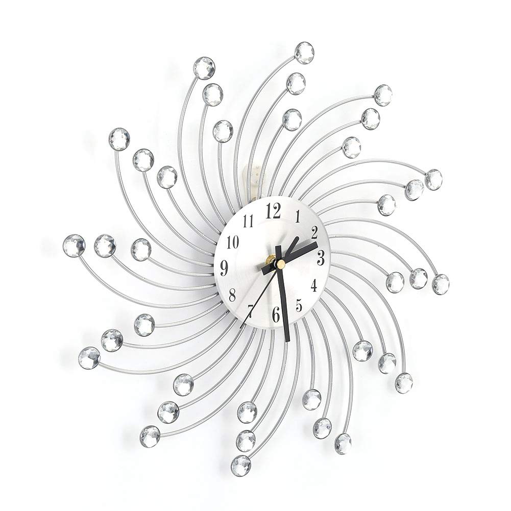 Horloge murale moderne en fer et aluminium argenté 30cm chic POENVFPO