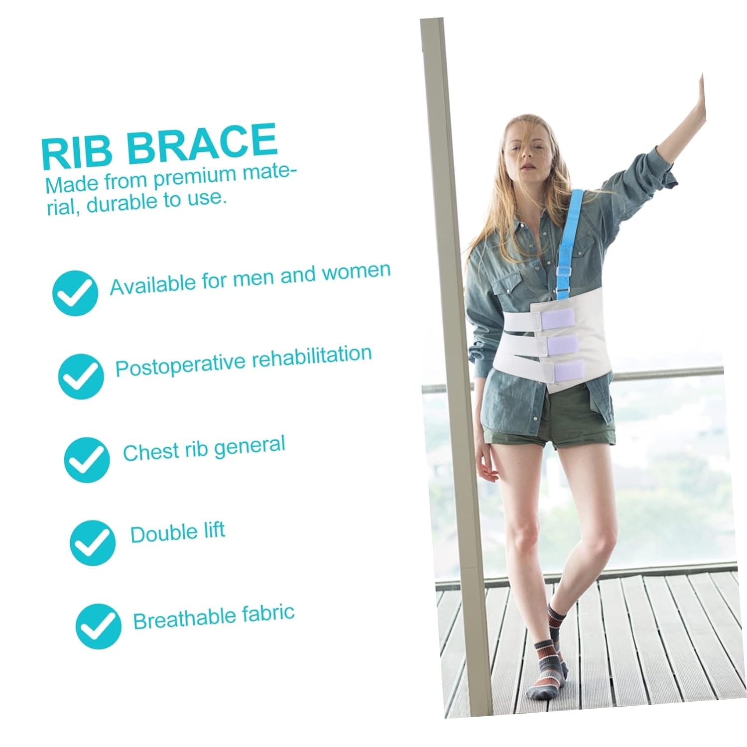 Rib Support Belt for Chest Protection Adjustable Breathable Rib Brace Post-Surgery Support Suitable for Men and Women
