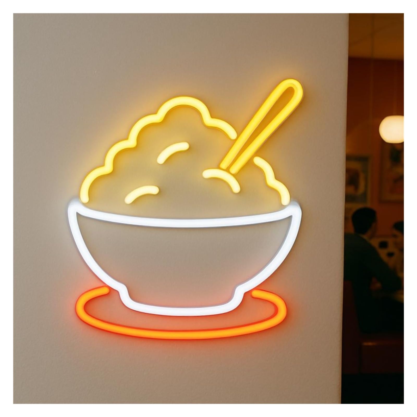 XENITE Hanging Art Neon Signs Mashed Potatoes Bowl Neon Sign, USB/Power Supplied, for Restaurant Decor 51cm/20.08in