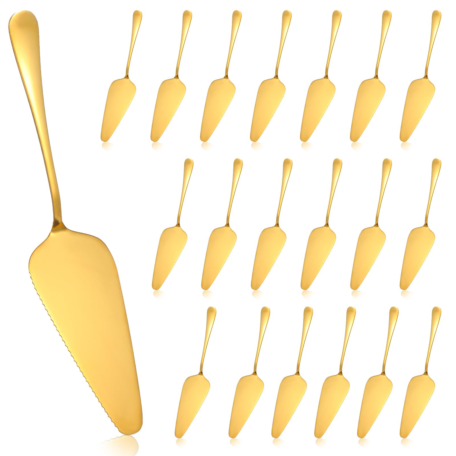 Photo 1 of 20 Pcs Pie Server Pizza Server Spatula Stainless Steel Cake Pie Pastry Professional Utensil for Pizza Dessert Cheese Cutting, 9 Inches, gold