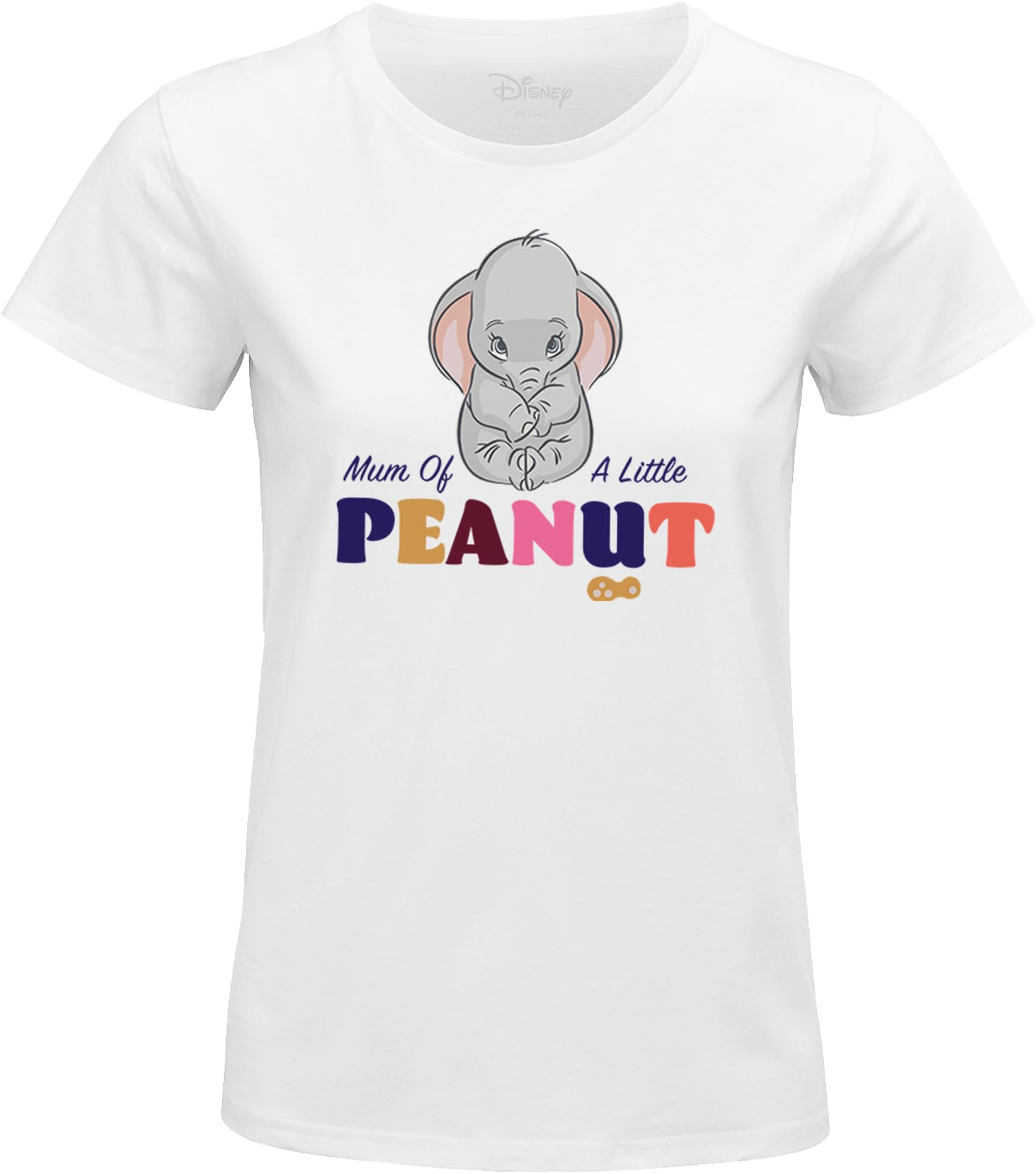 Disney Dumbo - Mummy Little Peanut WODUMBOTS014 Women's T-Shirt, White, Size XL, White, XL
