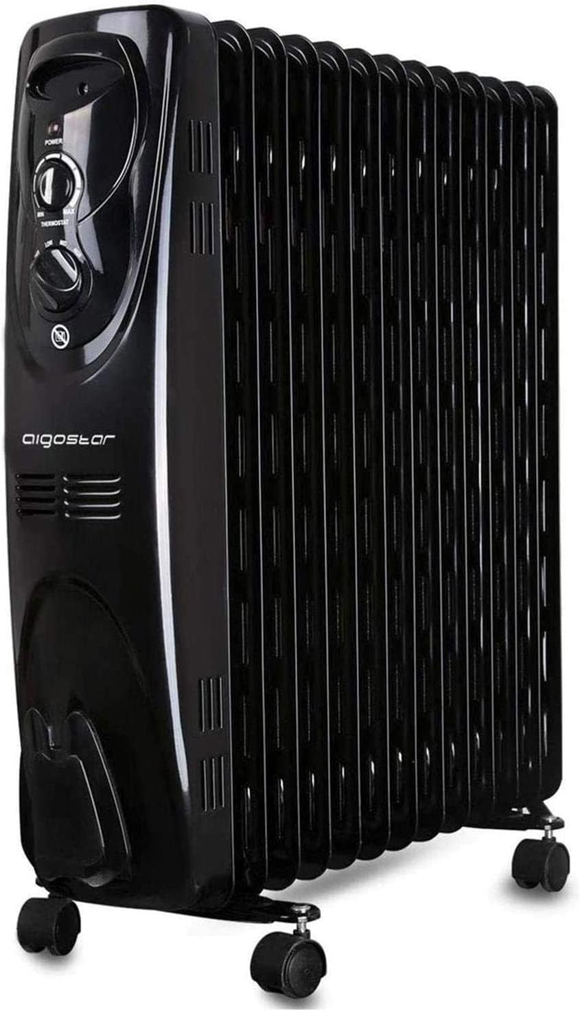 Aigostar Black Forest - Radiatore ad Olio 2500W, 13 Elementi Riscaldatore Elettrico Portatile, 3 Livelli di Calore, Termostato e Spegnimento Automatico di Sicurezza, Silenzioso, 55mq