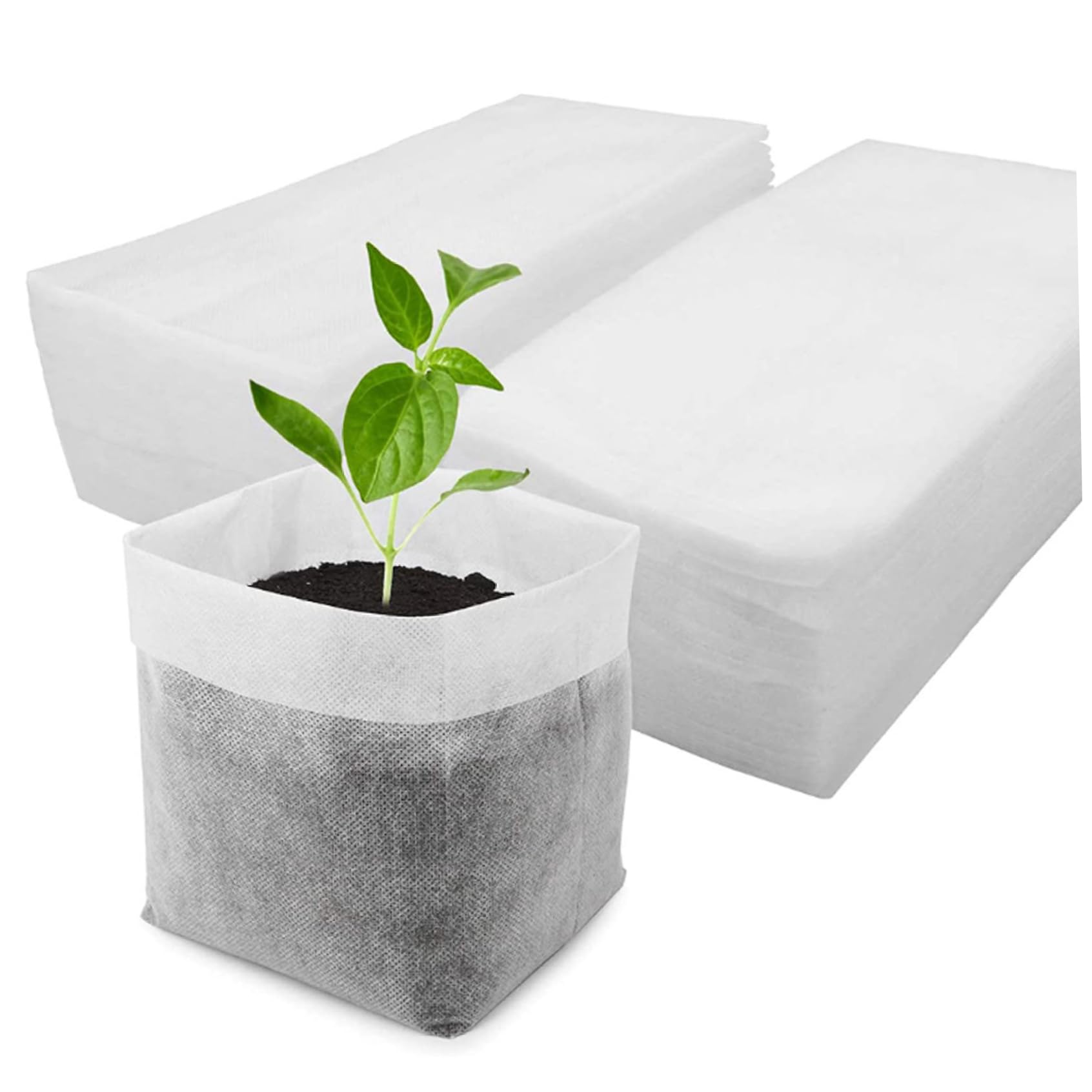 Wedhapy Garden Bag Plant Nursery Bag 100Pcs Degradable Planting Bags Non-woven Fabric Grow Bags Breathable Permeable Moisturized Planter for Gardening Large