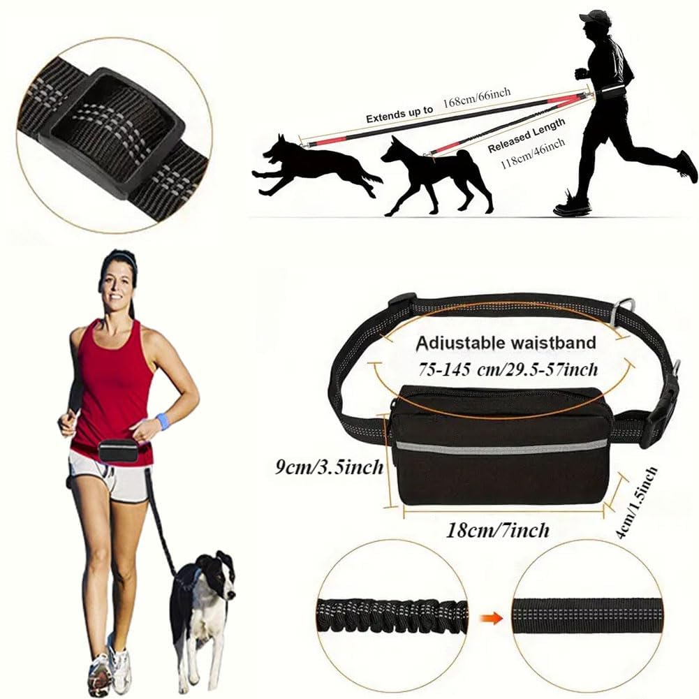 Upliftjoys Dog Leash, Upliftjoys Hands Free Dog Leash with Zipper Pouch, Dual Padded Handles Waist Leashes for 𝐃𝐨𝐠𝐬 Walking, Retractable Dogs Leashes for Small＆Large Dogs (Orange,Single Cord)