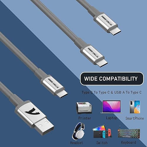 Miniatura 8 de Cable de teclado en espiral para juegos, teclado personalizado, cable USB C en espiral de doble manga con aviador de metal desmontable, USB A a tipo