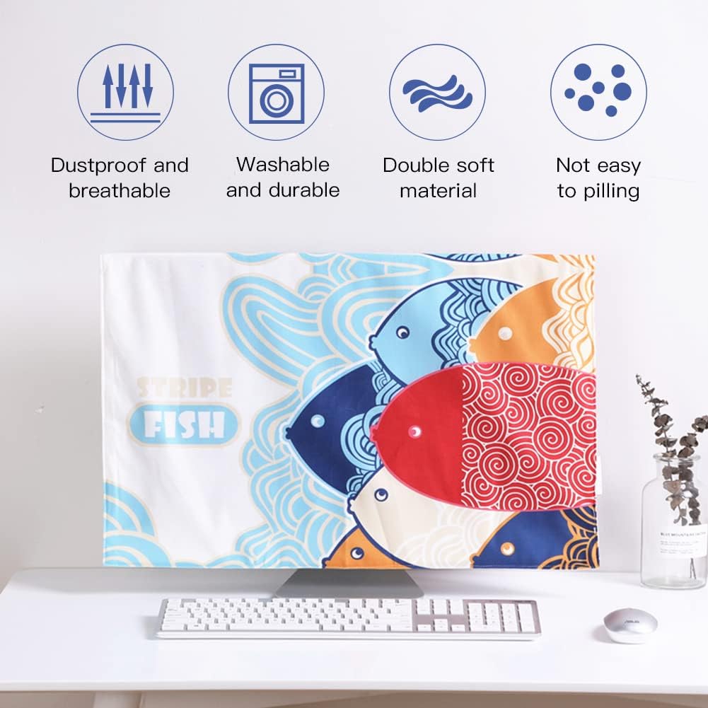 WAYUTO 3 Pieces Computer Dust Cover Set Computer Host Case Tower Protector Dust Proof Pc Monitor Keyboard Covers for Desktop CPU Black 32Inch